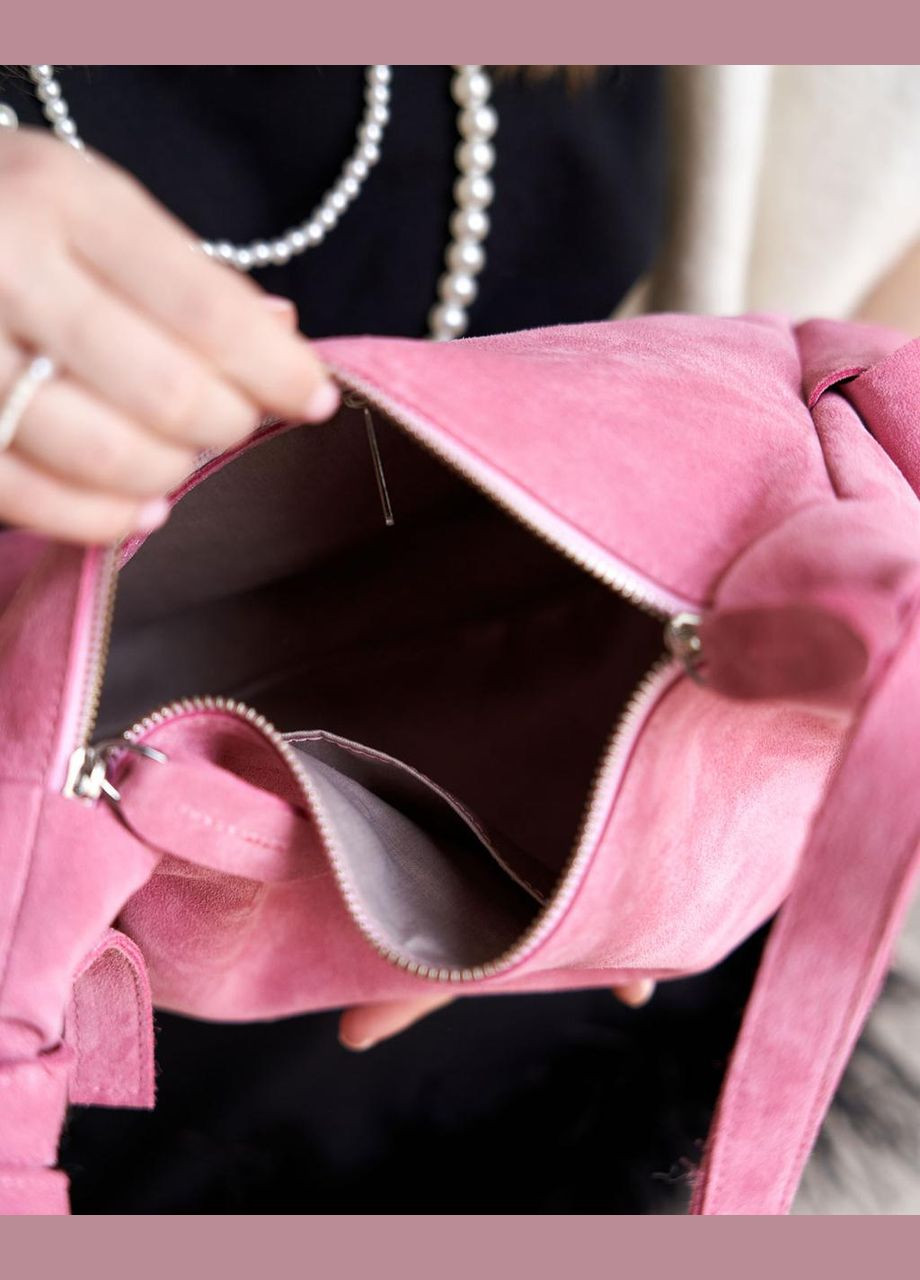 Шкіряна замшева жіноча сумка «Глорія» рожева Guris (354722221)