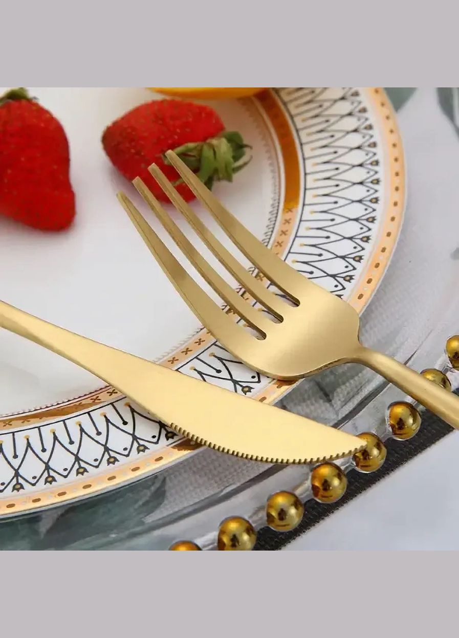 Ніж столовий золотого кольору з нержавійки. Прилади для святкового домашнього столу та ресторану REMY-DECOR (293152675)