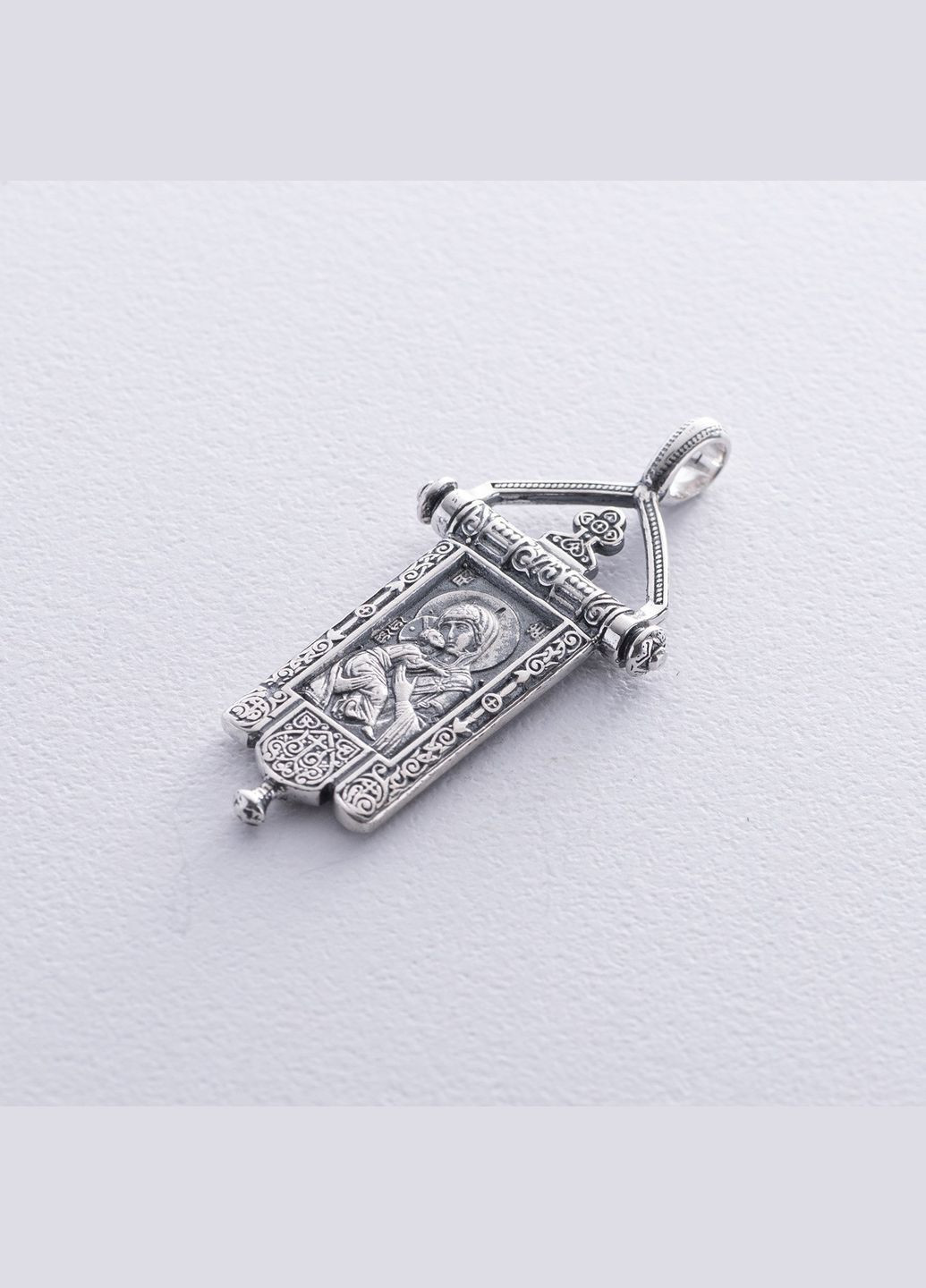 Срібна ладанка Божа Матір з чорнінням 13602 Oniks (264648230)
