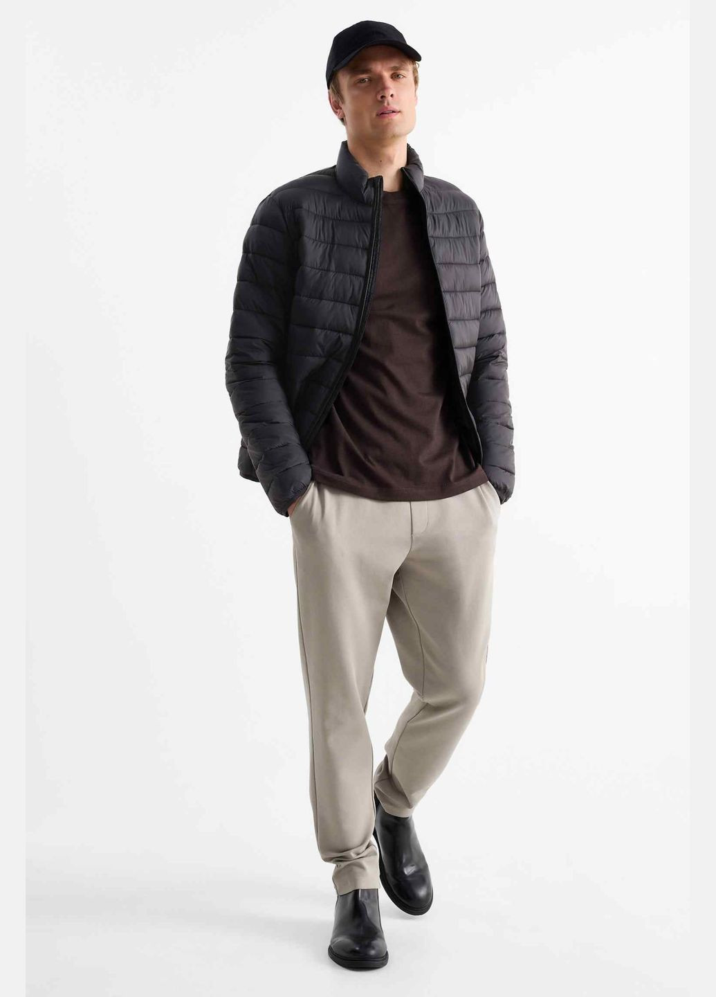 Чорна демісезонна демісезонна чоловіча куртка без капюшона чорна 2223912-1 C&A