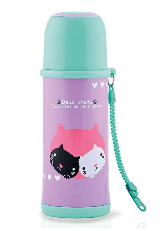 Термос 360мл для дітей бузковий з кришкою-чашею з нержавіючої сталі та пластику для напоїв Fissman (368977682)