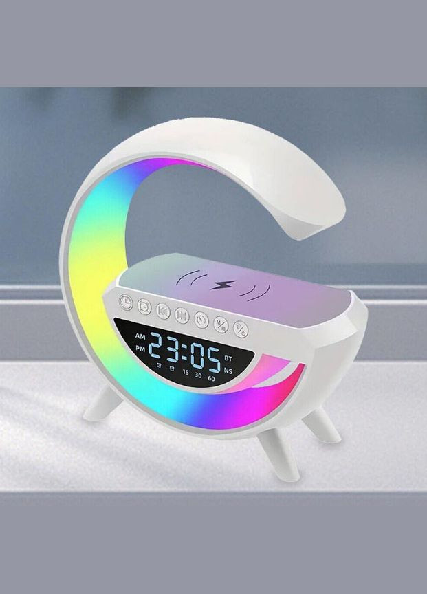 Светильник с беспроводной зарядкой для телефона BT-3401 колонка Bluetooth FM радио ночник RGB подсветка Белый TG (296925541)