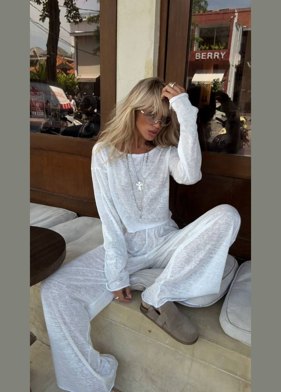 Повседневный белый комплект из турецкой вискозы No Brand 346-1 (328256269)