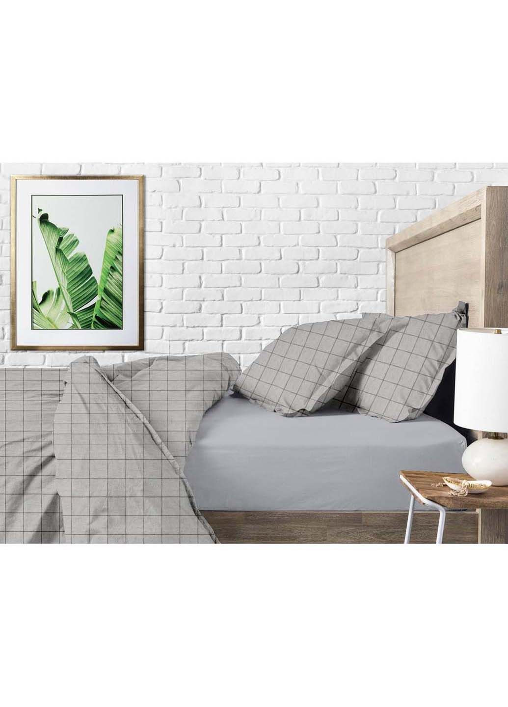 Семейная постель с простыней на резинке Grey Geometry 2х160х220 см Cosas (307387059)