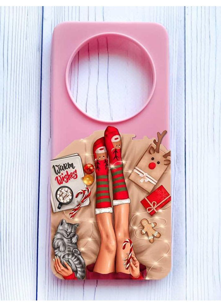 Матовий рожевий чохол на Xiaomi Redmi 14C/Poco C75 Зимові ніжки (принт 187) Creative (362962796)