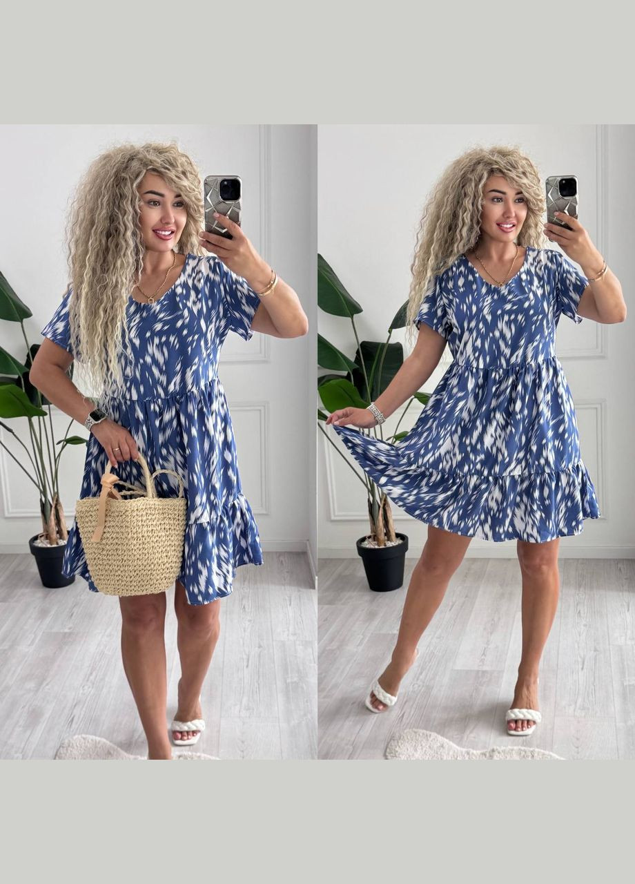 Синя повсякденний, кежуал жіноча сукня Style Point з квітковим принтом