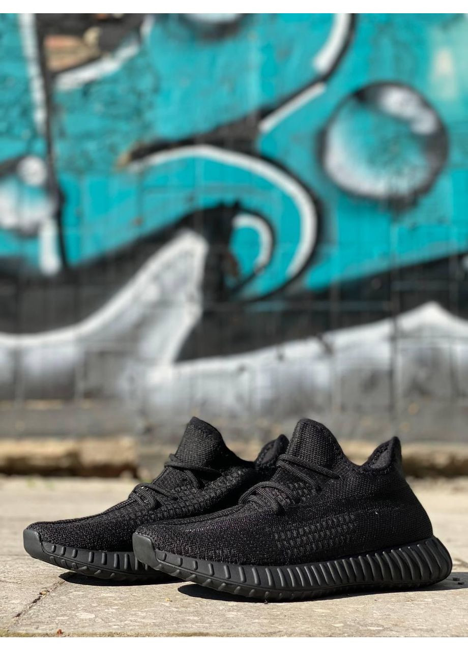 Чорні Осінні кросівки чоловічі adidas yeezy boost 350 v2 black адідас ізі буст No Brand