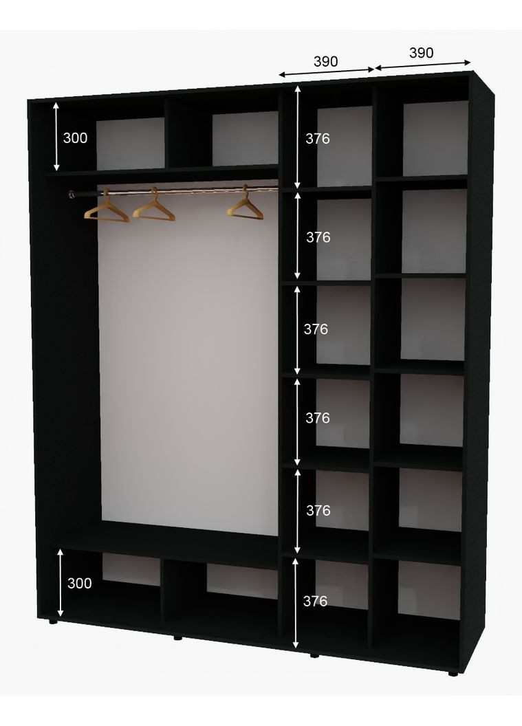 Шафа-купе дводверна 200*60*250 см Антрацит 2 двері ДСП Алекса (360468553)