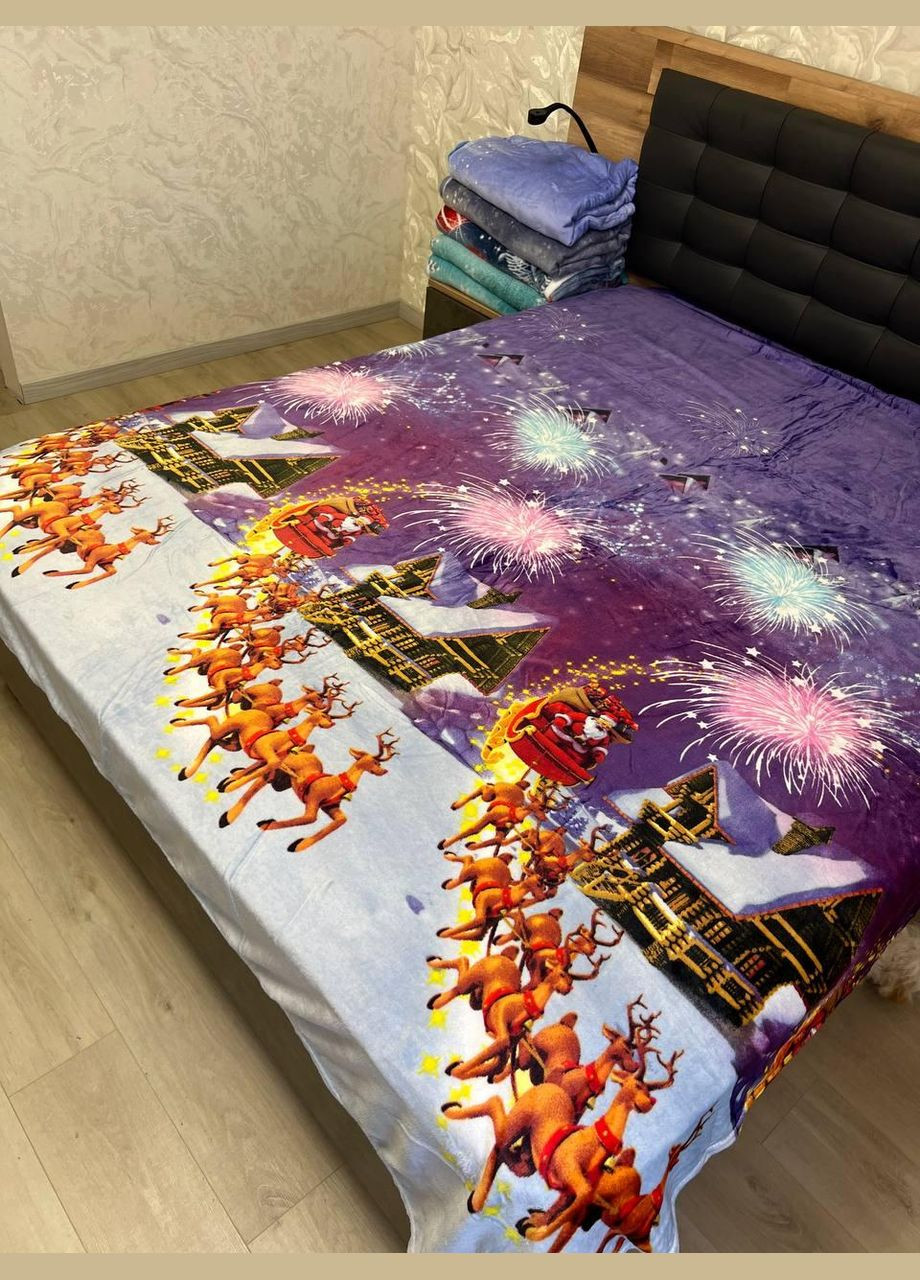 Теплый новогодний плед на диван Евро 200х220 Purple (П4Кal-ng-pled-001/8) No Brand (316230716)