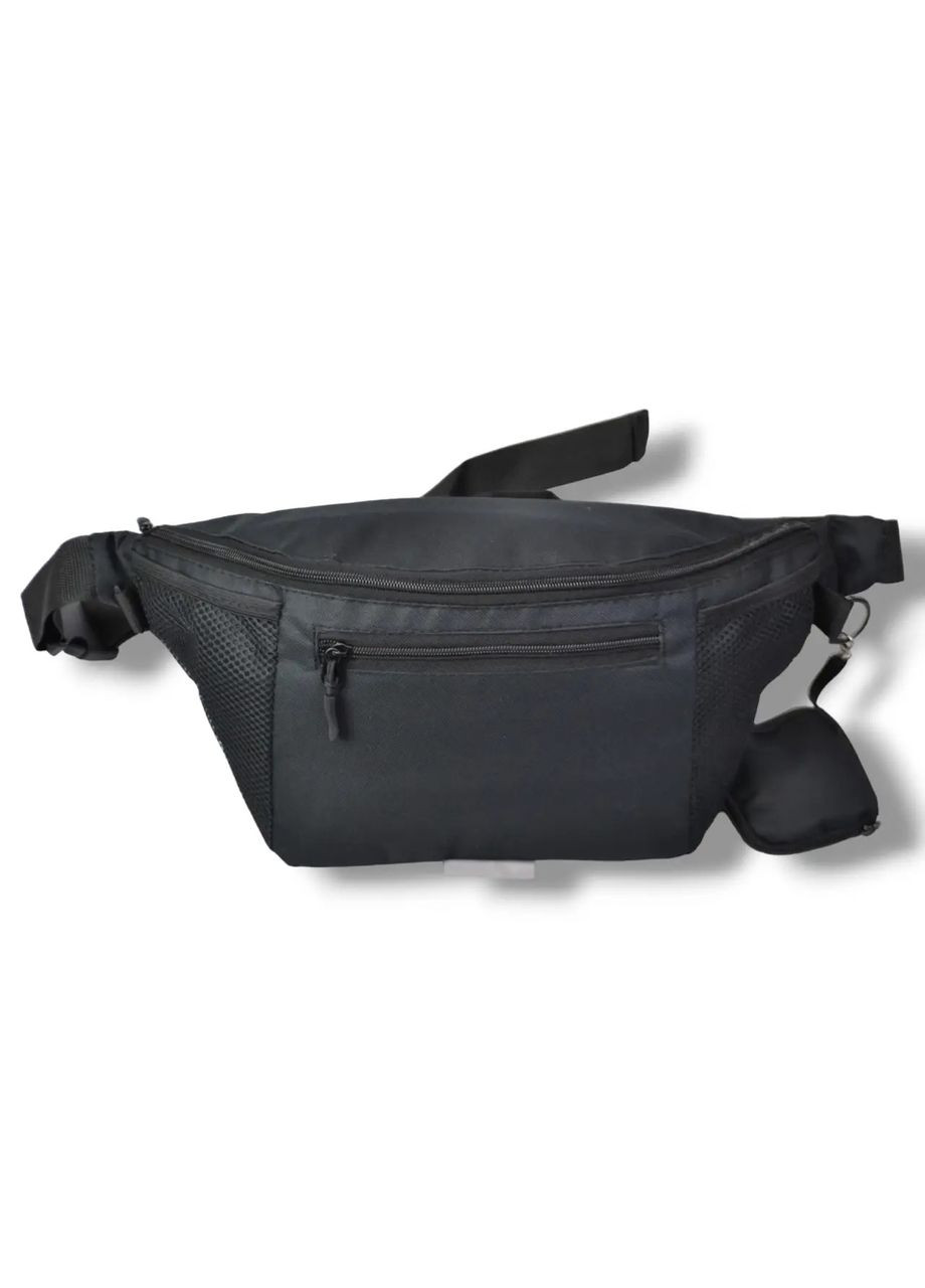 Якісна сумка-бананка на 8 кишень з сіткою та відбиваючим елементом Black No Brand (363115048)