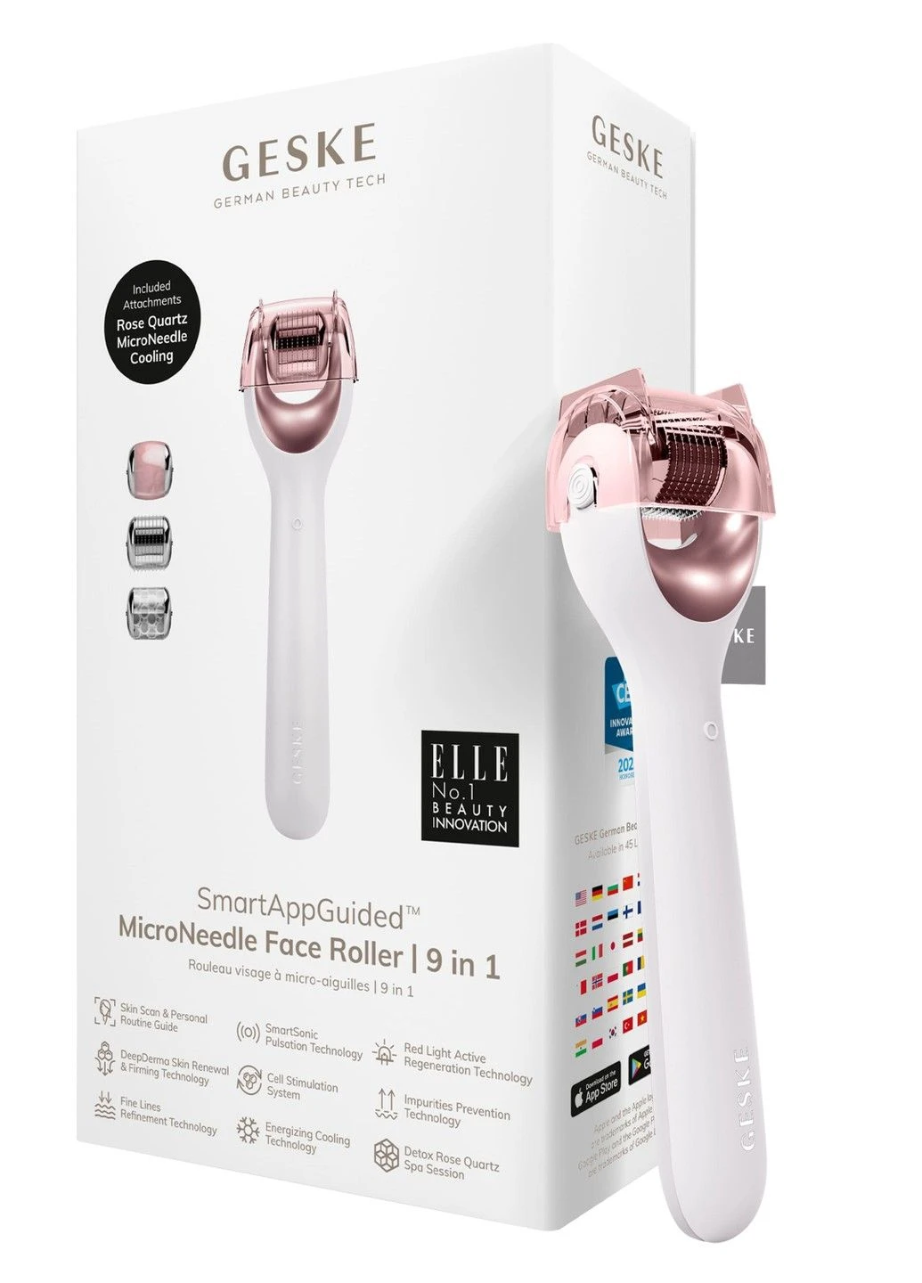 Электронный роллер для лица с микроиглами MicroNeedle Face Roller 9в1 GESKE (311509775)