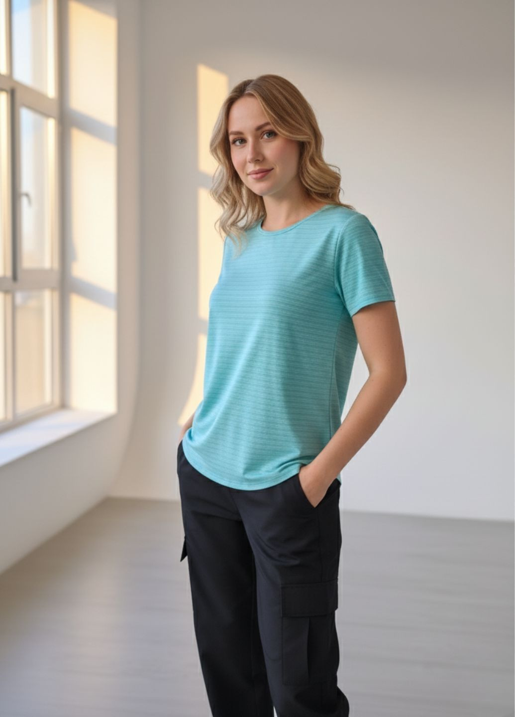 Футболка жіноча в тонку смужку в спортивному стилі Souluxe - (365716565)