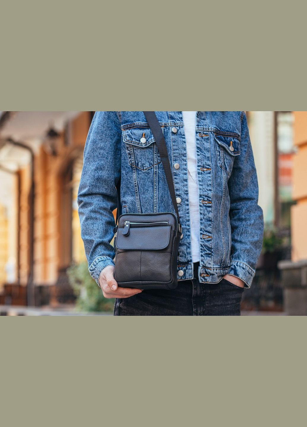 Сумка кожаная мужская черная через плечо IT-73302 Tiding Bag (298566493)