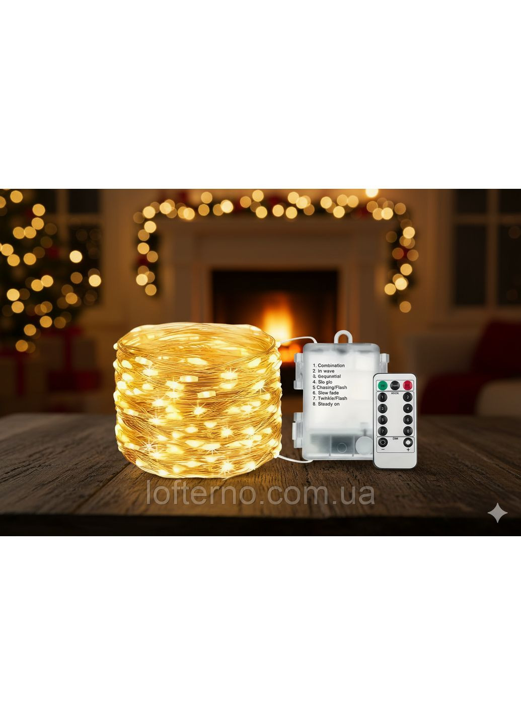 Гирлянда Роса на USB с пультом 100 LED-диодов 10 м Тёплый белый No Brand (367729419)