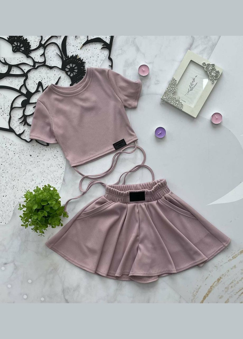 Бежевий літній стильний літній дитячий костюм No Brand