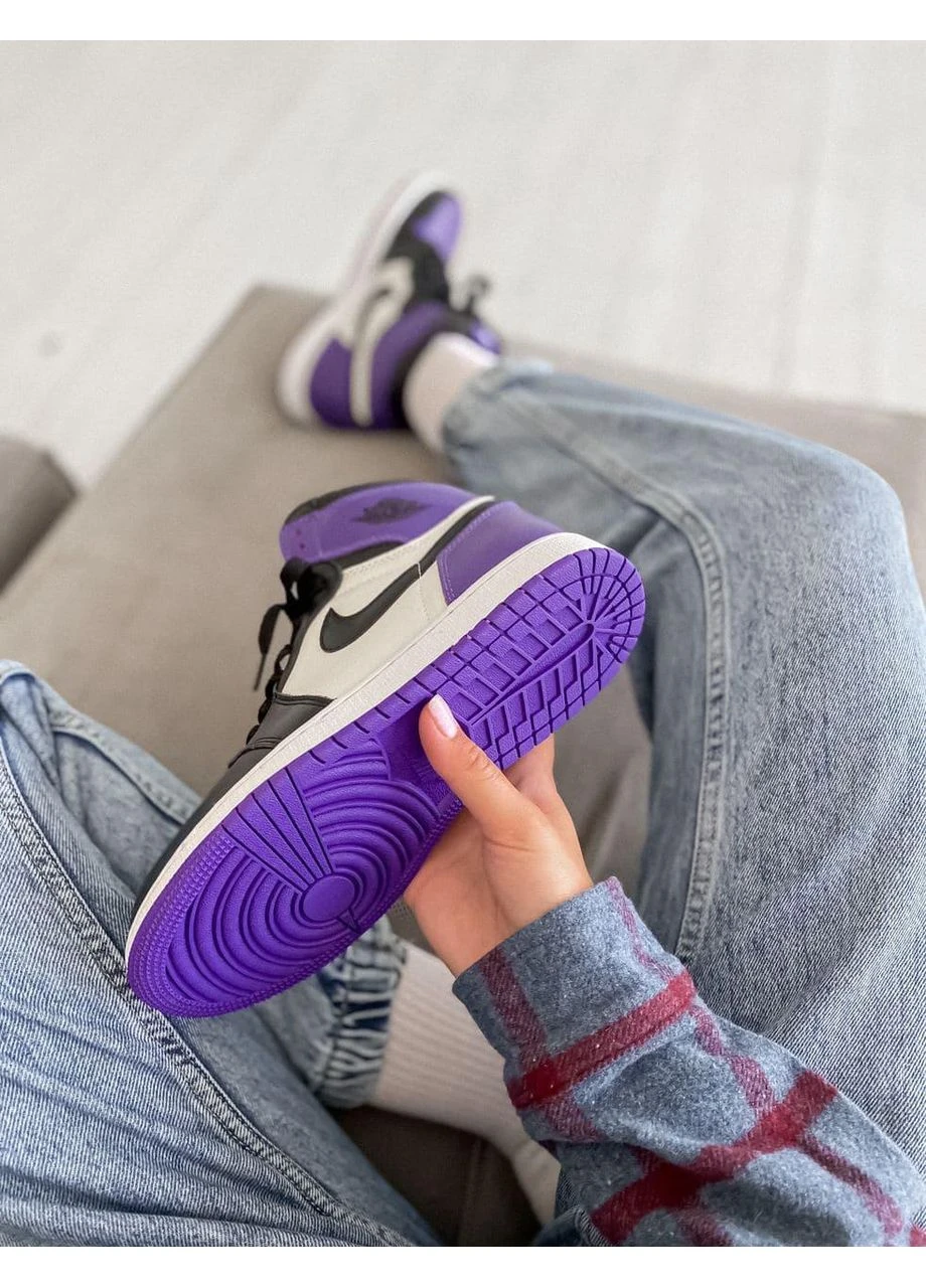КРОСІВКИ ЖІНОЧІ NIKE AIR JORDAN 1 RETRO MID VIOLET WHITE BLACK НАЙК АІР ДЖОРДАН БІЛІ No Brand білі демісезони (392014925)