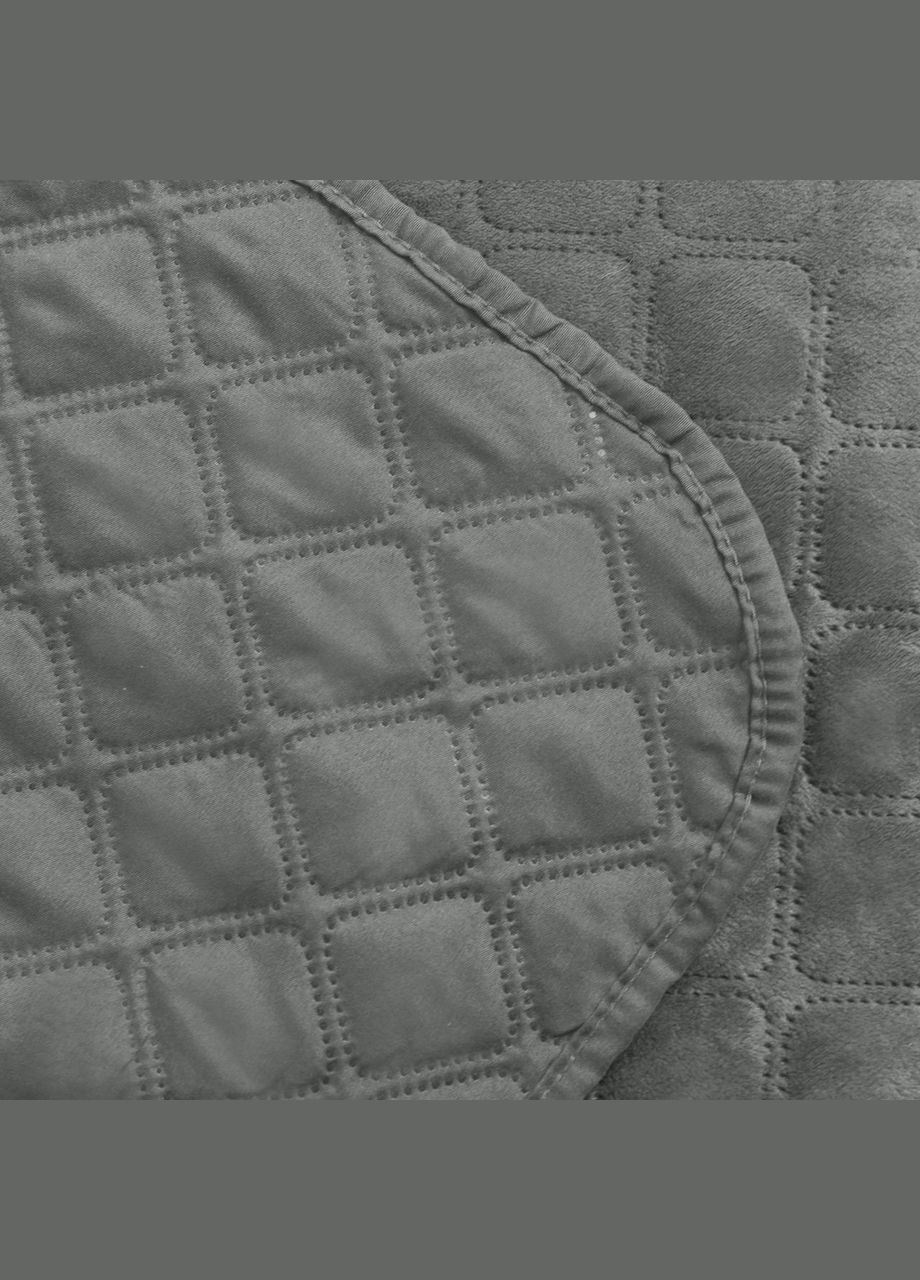 Покрывало Велюровое мягкое Серое размер 240х260 см ромб/круглый ТЕП (323645200)