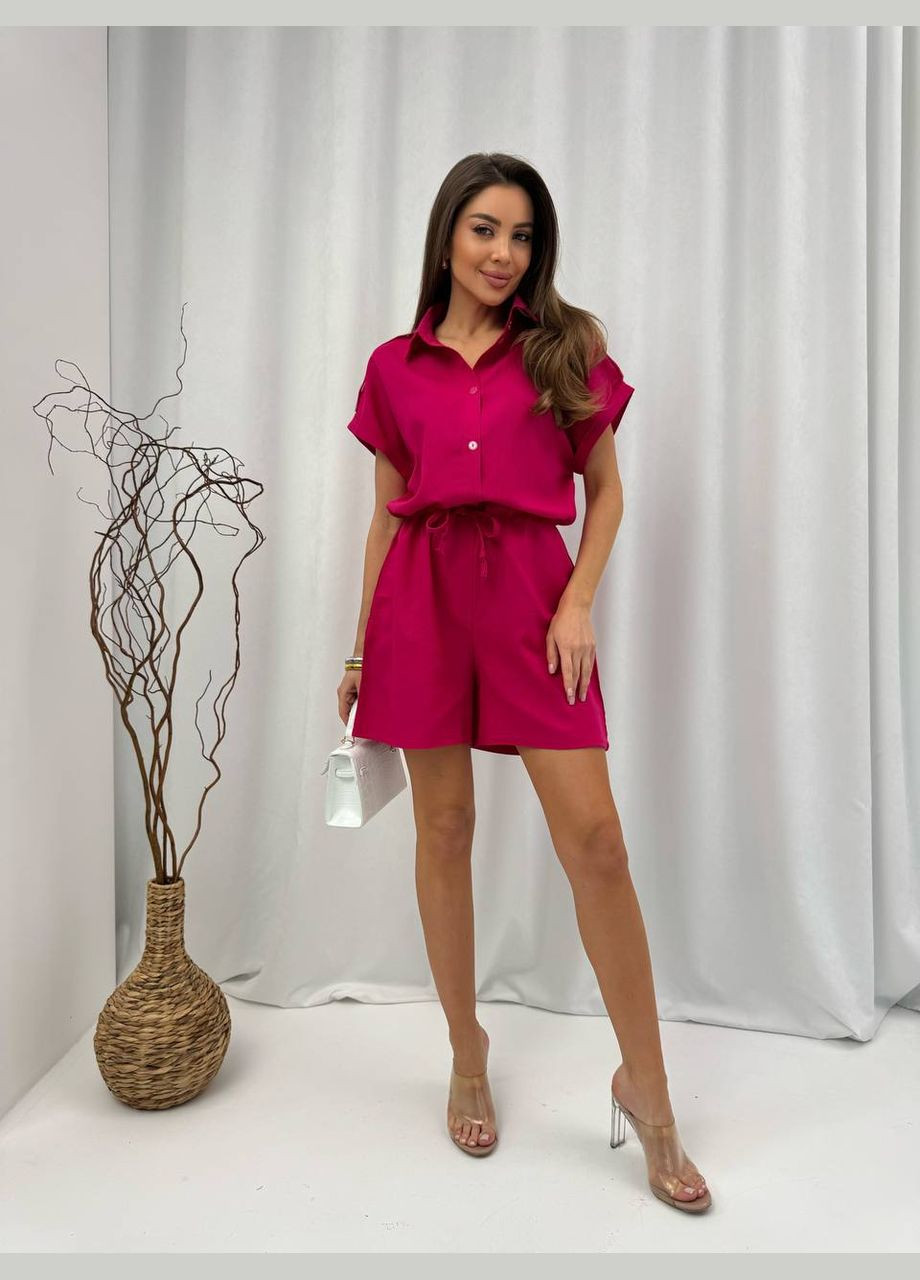 Комбинезон N.Family однотонний малиновий кежуал