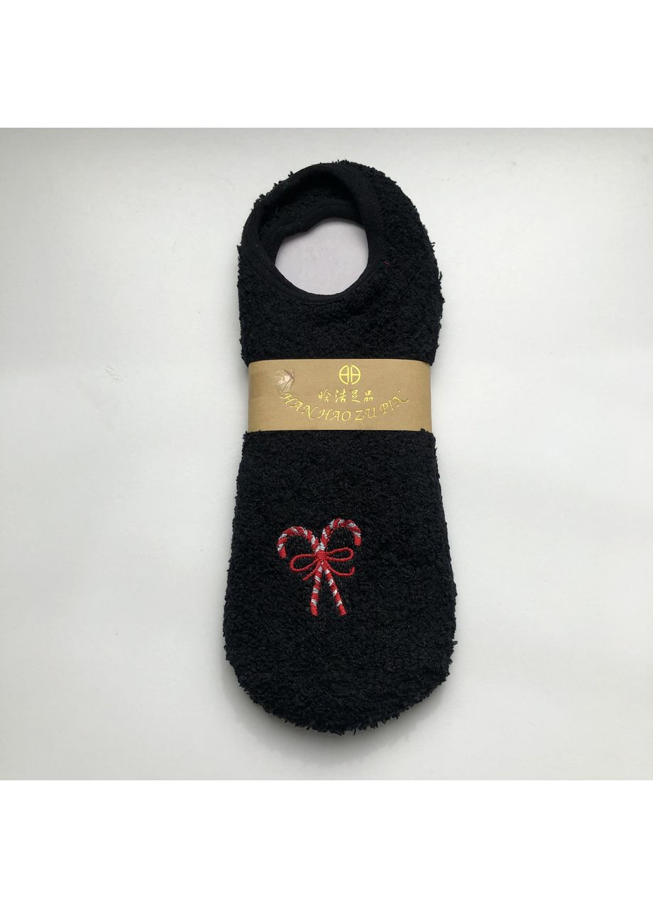 Чёрные новогодние рождественские тапочки-носки со стопперами новогодние (362135711)