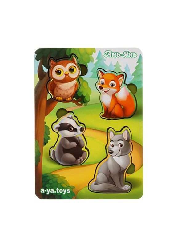 Деревянный пазл "Лесные животные-2" Ubumblebees (ПСФ058) PSF058 фон с подсказкой No Brand (330602717)