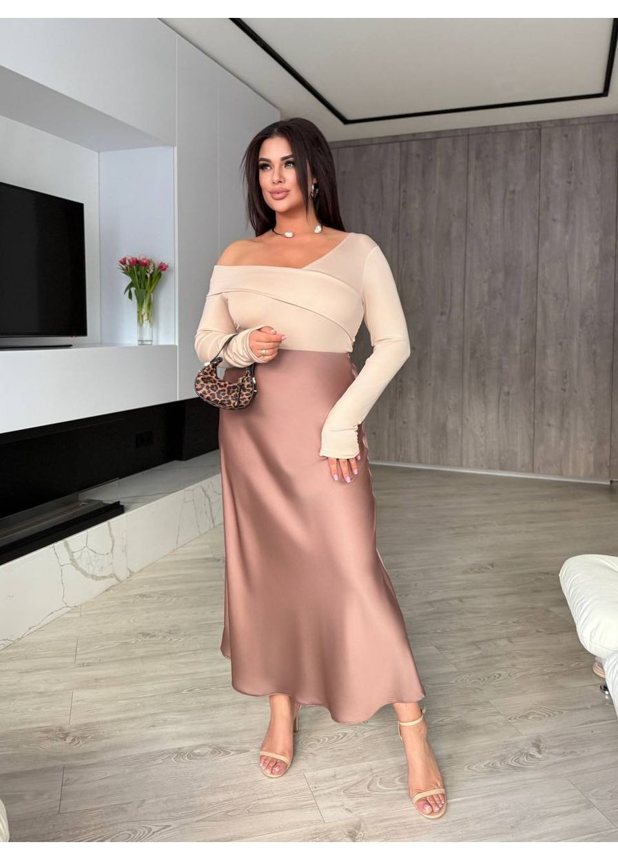 Жіноча шовкова спідниця міді з елегантним кроєм - Заміри в описі DK/DL Мода без кордонів (366281262)