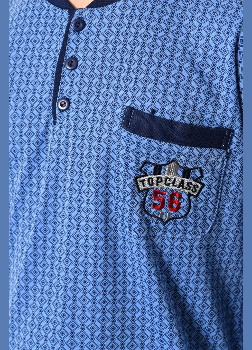 Пижама мужская на флисе полубатальная синего цвета Let's Shop (278761332)