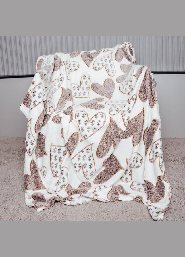 Пушистый плед из микрофибры Двухспальный 180х200 Сердце (П4К-pol-zukerka-003) No Brand (342097645)