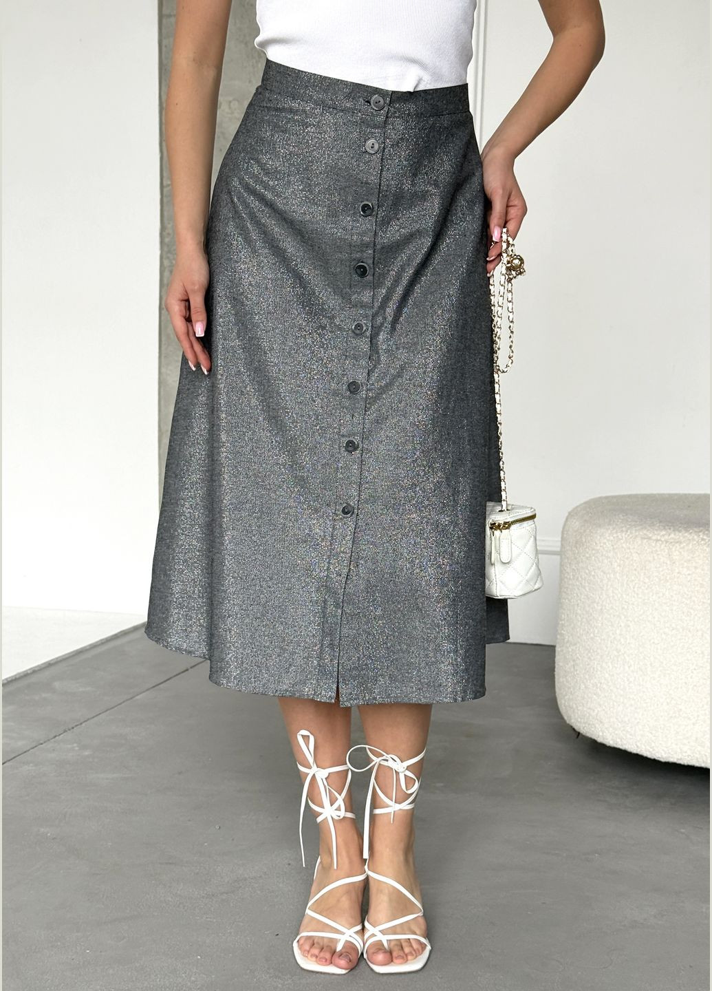Витончена стильна лляна спідниця з додаванням люрексової нитки INNOE Спідниця (326989384)
