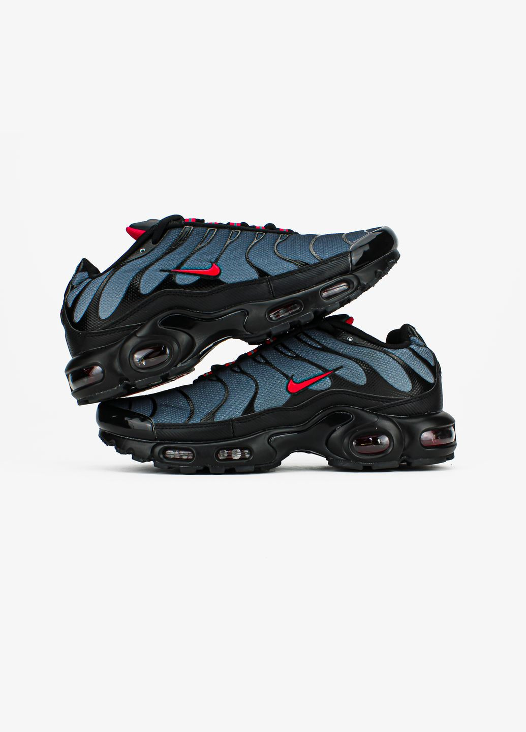 Чорні Осінні кросівки чоловічі nike air max plus black blue red | найк аір макс тн плюс чорні No Brand