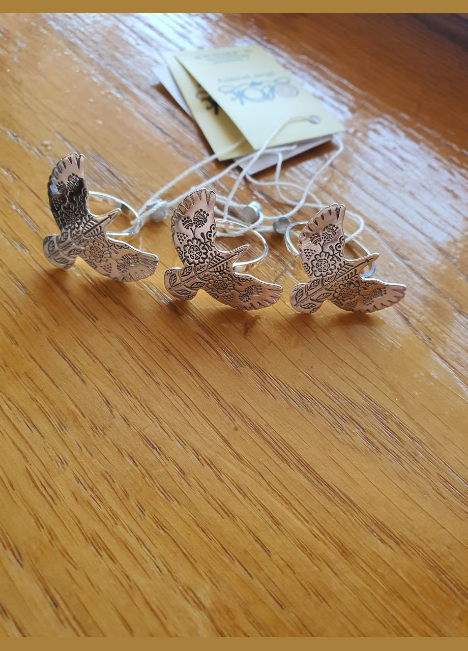 Комплект прикрас срібло 925 проби пташка горлиця вишиванка каблучка і сережки No Brand (331289160)