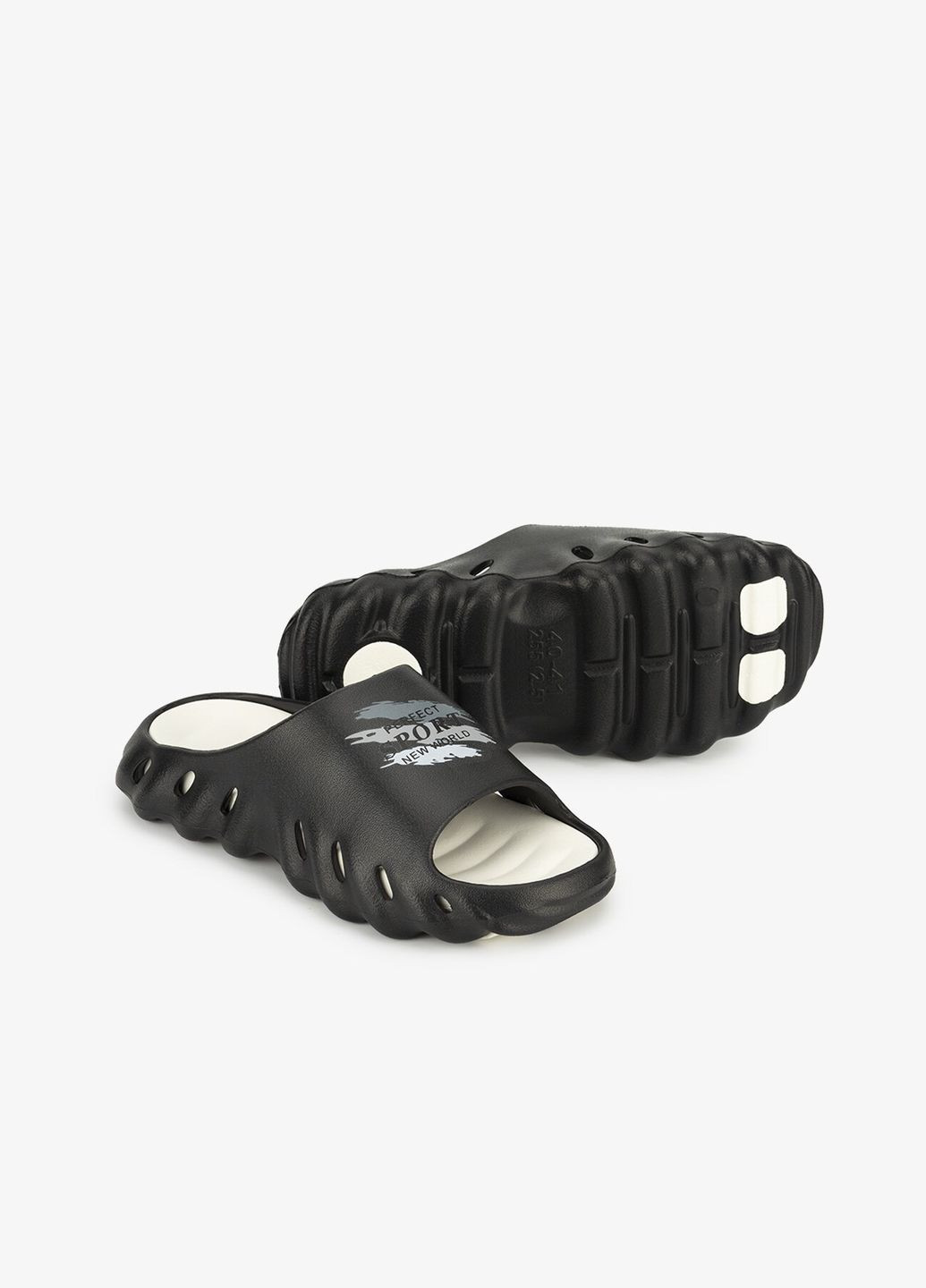 Цветные шлепанцы мужские 305-1 черно-молочный shop (2000990989987) No Brand