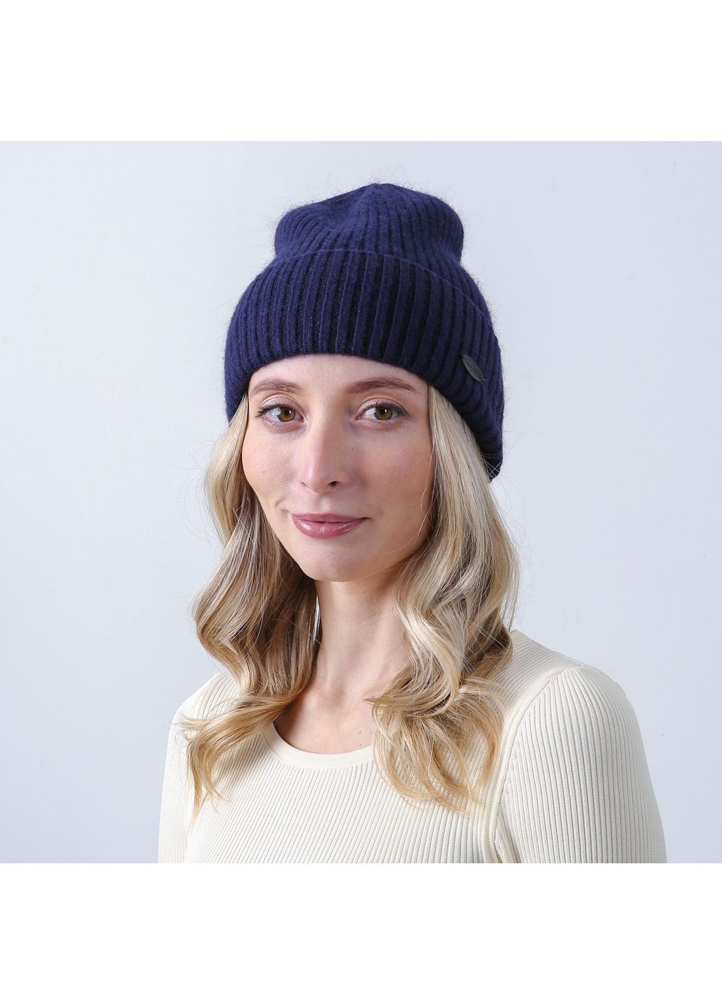 Шапка бини женская шерсть синяя FREDERICK LuckyLOOK 040-427 (362576612)