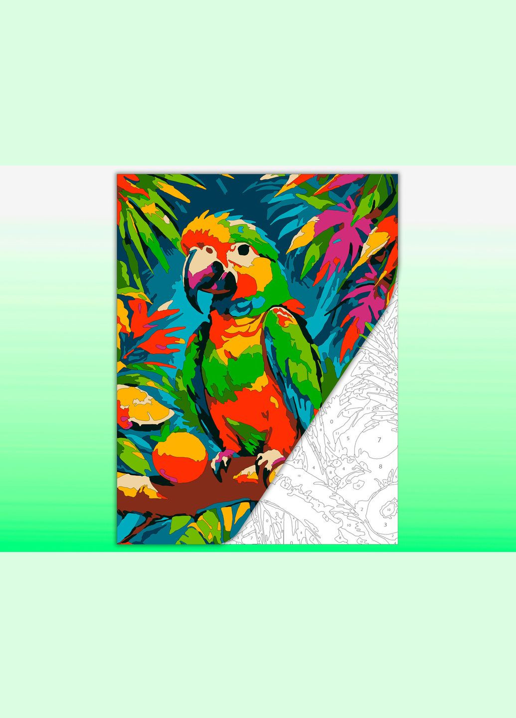 Розмальовка антистрес для дорослих картина "Папуга у тропіках" для малювання олівцями, фарбами, маркерами А4 No Brand (325695265)