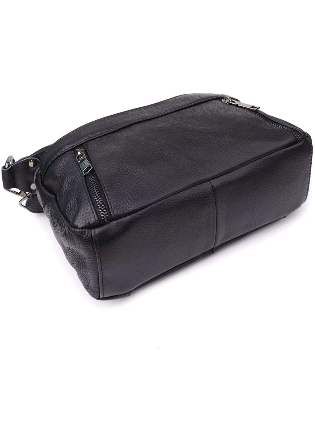 Сумка крос-боді на плече жіноча з натуральної шкіри середня Чорний 38344 Vintage (355245248)