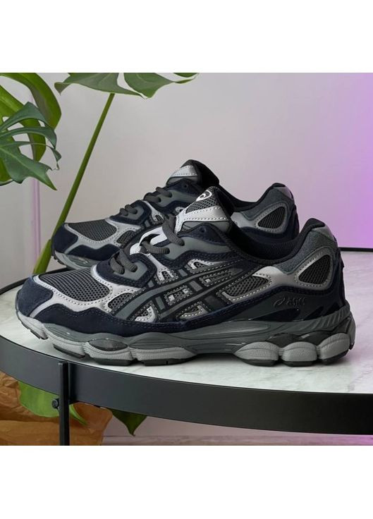 Сірі Осінні кросівки чоловічі і жіночі asics gel-nyc gray black | асікс гель-нюк сірі чорні No Brand