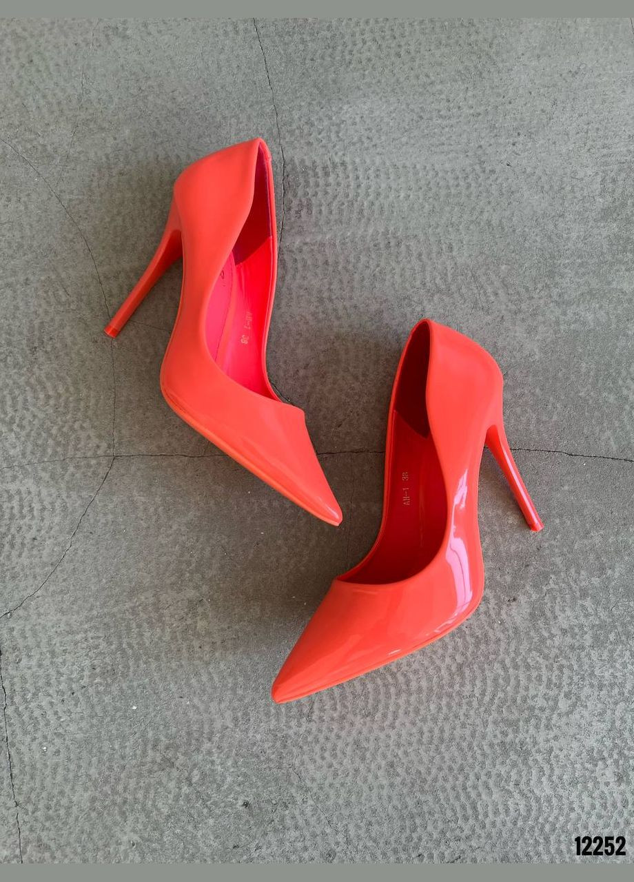 No Brand Туфлі човники неон оранжеві лаковані на підборах 10,5 см помаранчевий з, — (332196832)
