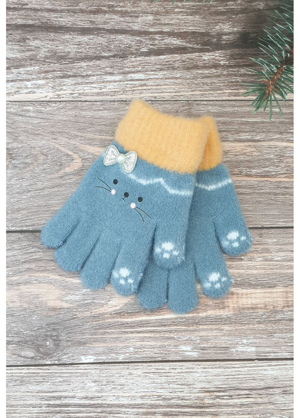 В'язані одинарні рукавиці для дівчаток 3-5 років No Brand (356672174)