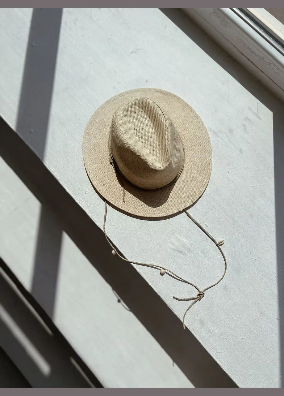Шляпа Федора женская на лето светло-бежевая с ракушками D.Hats (283022783)