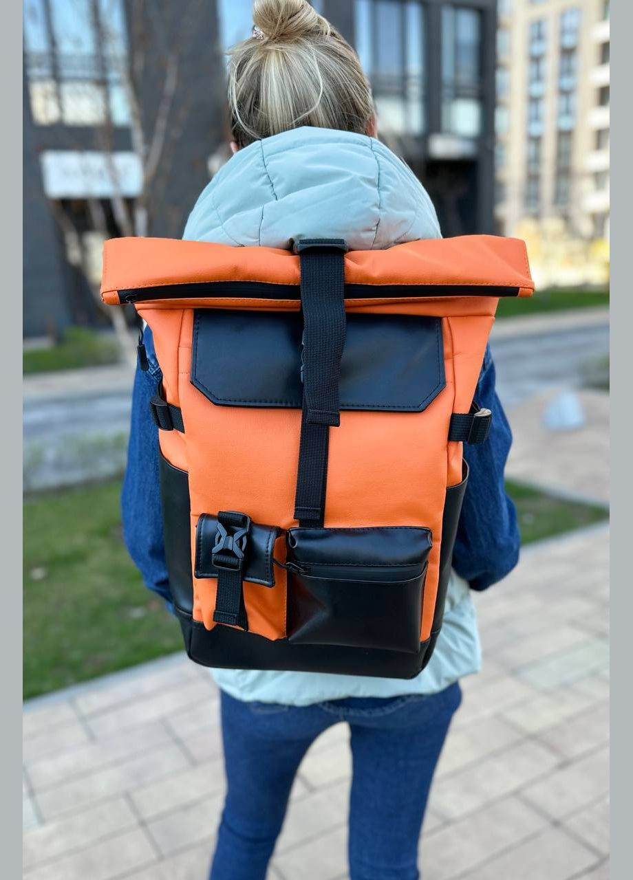 Оранжевый рюкзак Роллтоп вместительный повседневный для путешествий Travel Roll 2.0 No Brand (290253830)