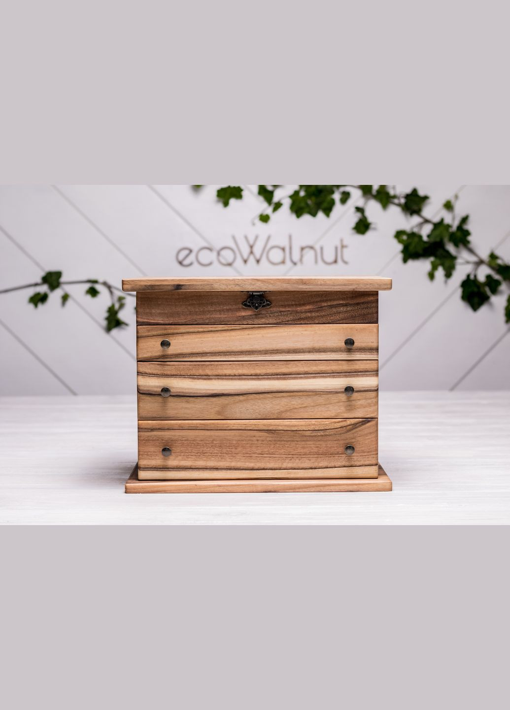 Шкатулка для прикрас із дерев'яною кришкою L Велика шкатулка EcoWalnut (295291915)