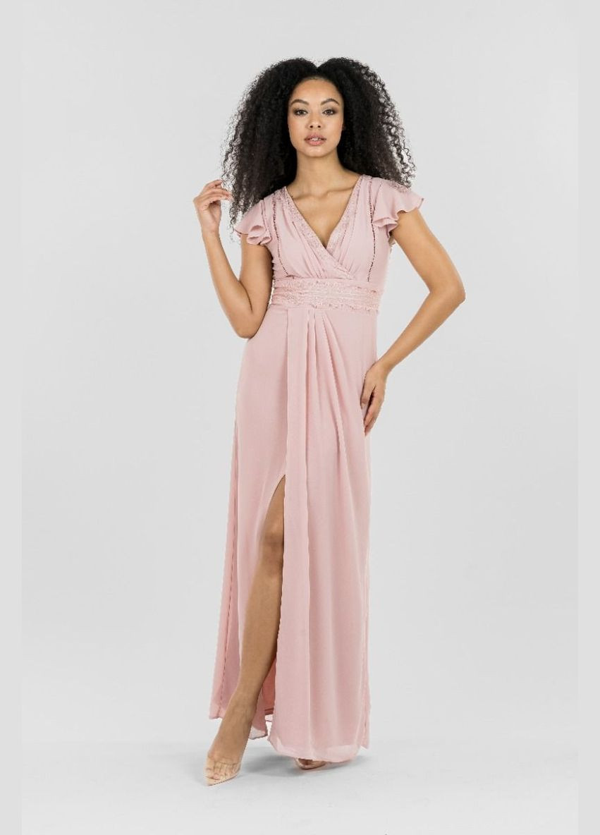 Пудровое праздничный платье на запах Tfnc однотонное