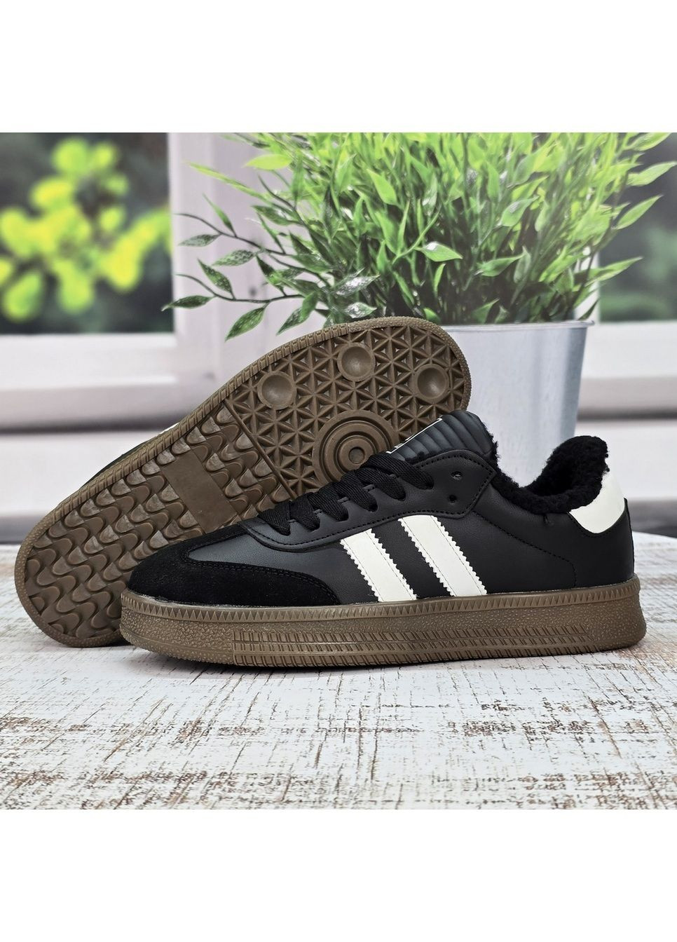 Кросівки чоловічі зимові чорні з коричневим на хутрі Stilli (369504758)