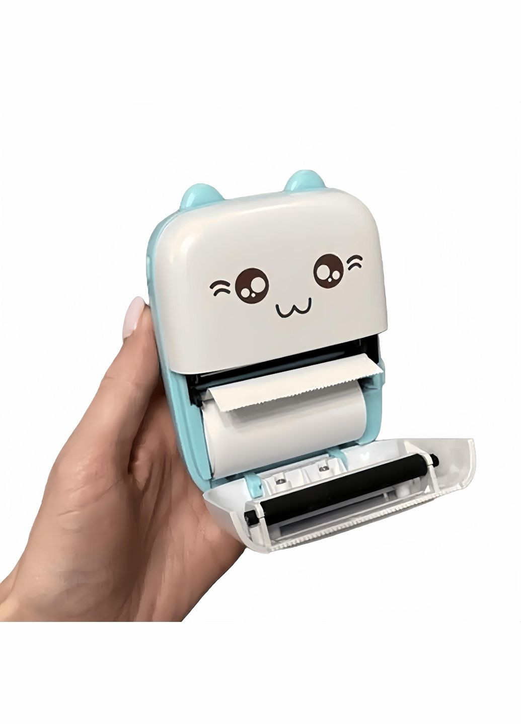 Детский мини принтер с набором бумаги 2 шт + фломастеры Белый с бирюзовым No Brand (299153192)