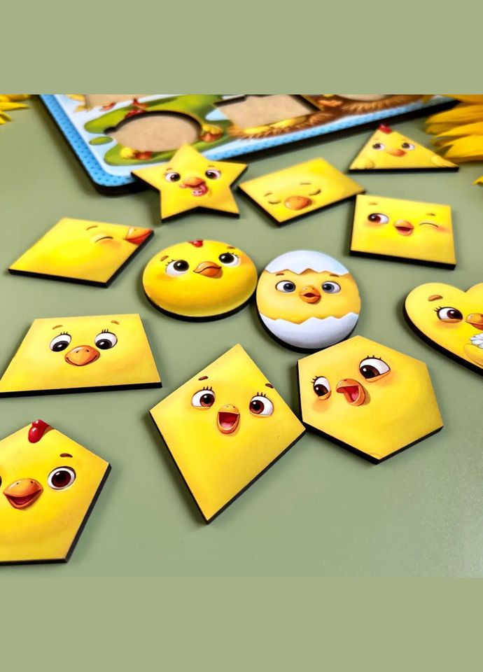 Деревянный пазлвкладыш "Цыплята" (ПСД163) PSD163 геометрические фигуры Ubumblebees (304410878)