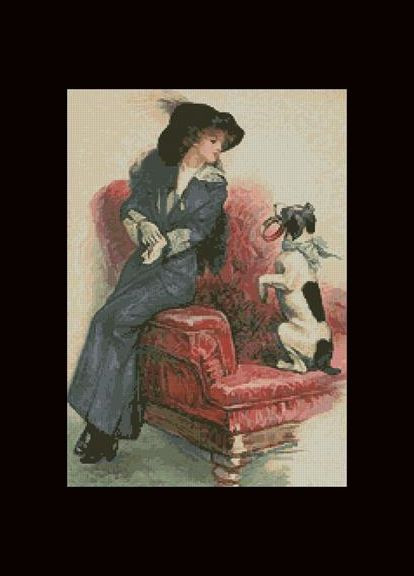 Набор для вышивки крестиком. Размер: 26*37 см. Дама с собачкой Лоскуток (315362031)