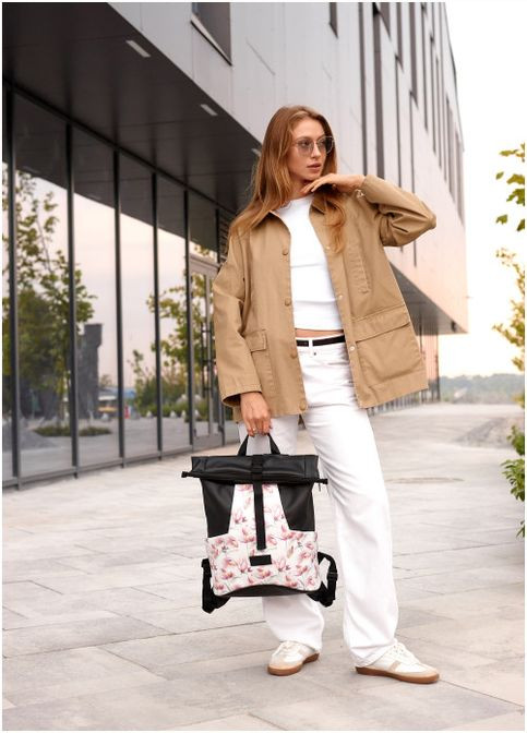 Рюкзак ролл унисекс RollTop KQN принт "Flowers" Sambag (302519226)