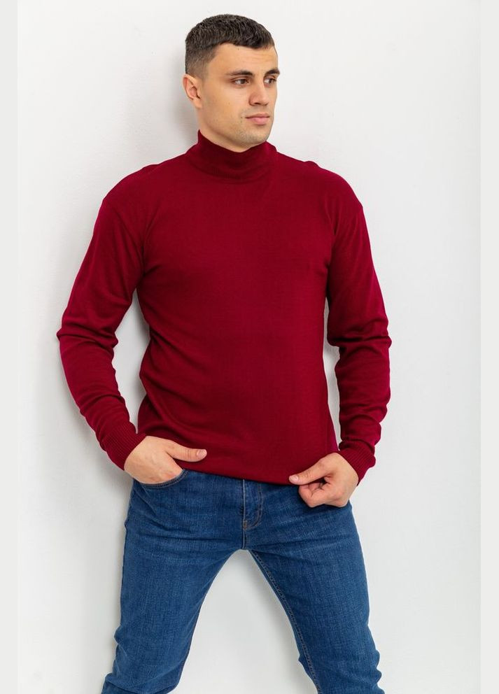 Бордовый зимний свитер мужской однотонный, цвет синий, Ager