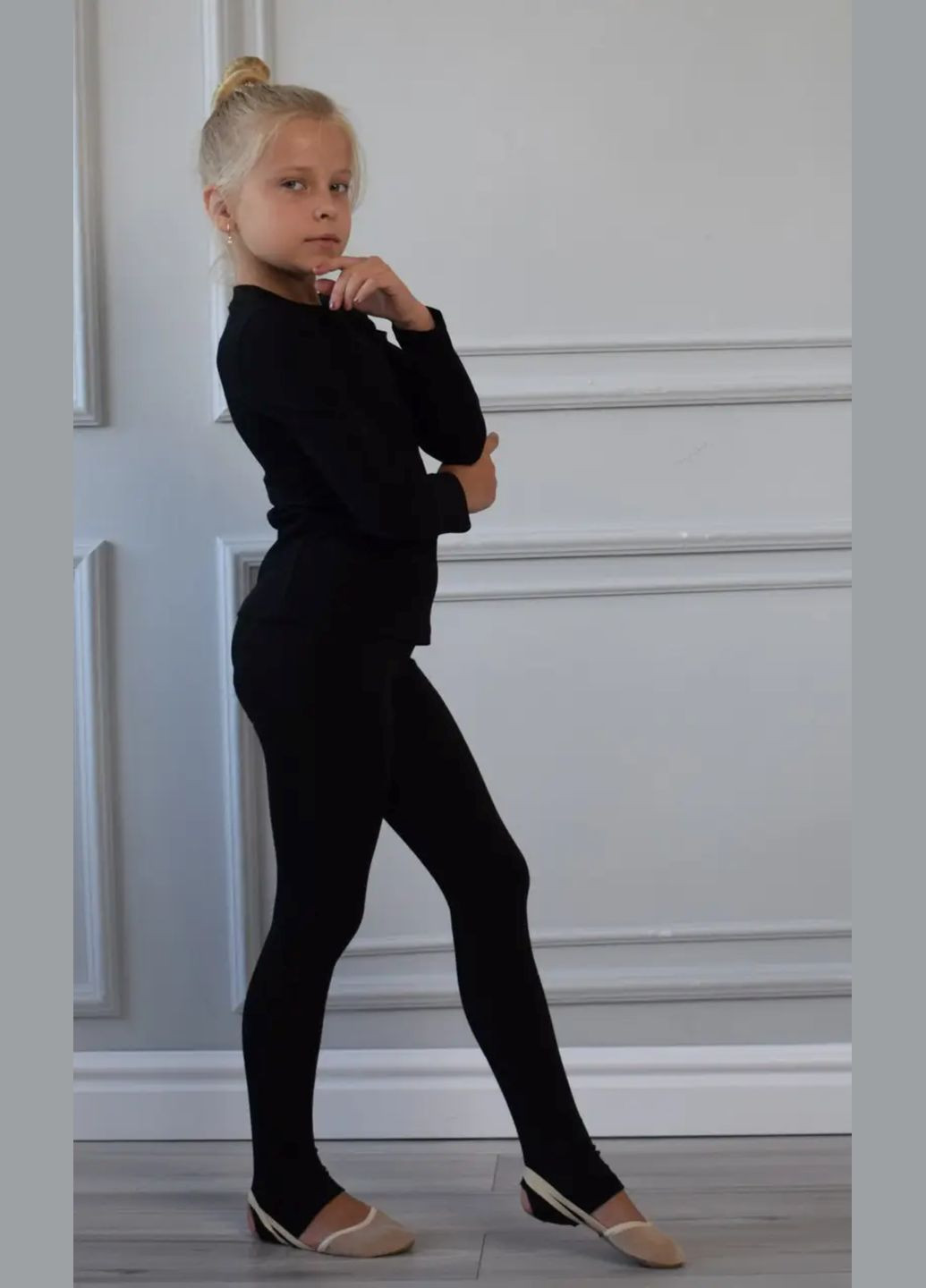 Черные лосины для гимнастики с вырезом под пятку черные Vlad&K