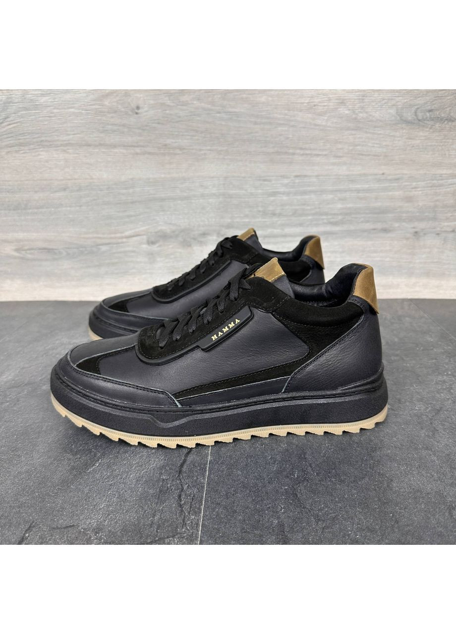 Чорні чоловічі кросівки зима натуральна шкіра No Brand