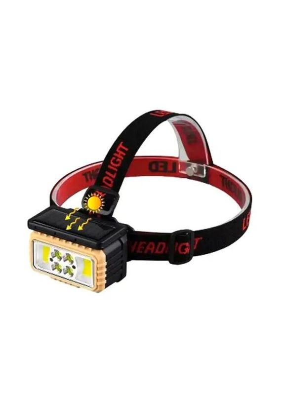 Фонарь налобный красный свет Type-C Solar с сенсорным датчиком и солнечной панелью зарядки от солнца Pago (335878146)